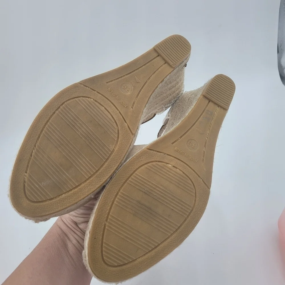Kanna Laura espadrille wedge sandals suede and hemp size 9 new